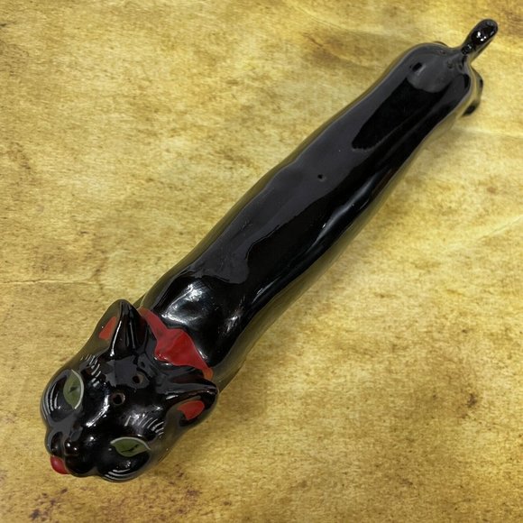 Quality Product Japan Rare Vintage Two In One Long Salt Pepper Shaker Black Cat - Picture 1 of 12